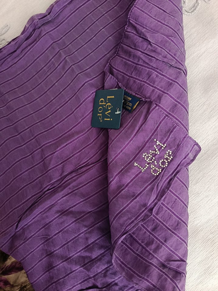 Levi dor Kadın Mor Keten Pilili Şal - Görsel 2