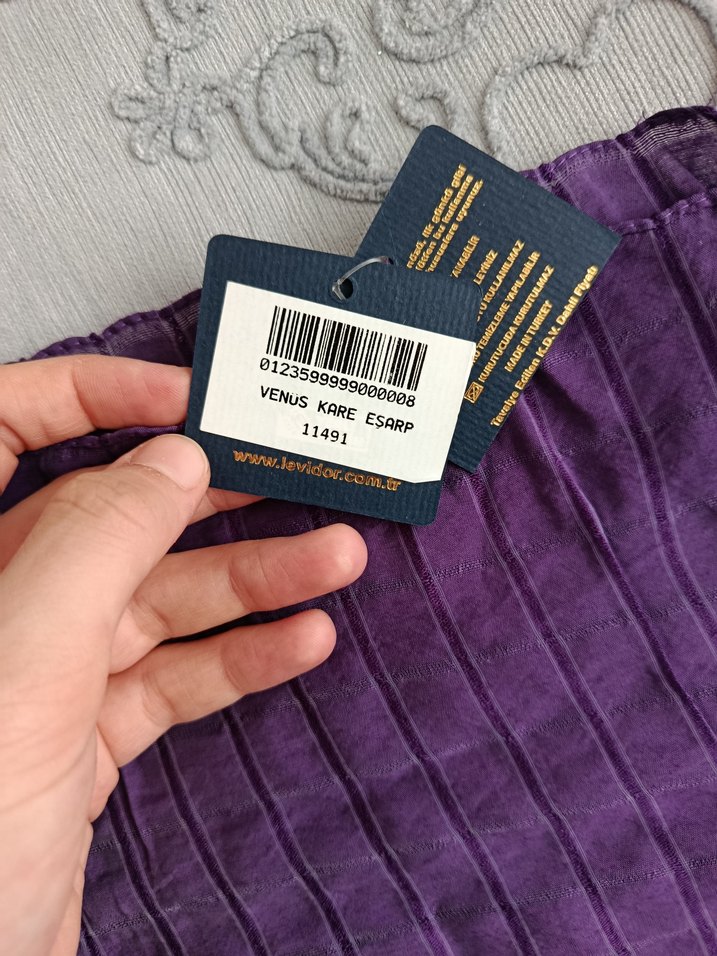 Levi dor Kadın Mor Keten Pilili Şal - Görsel 4