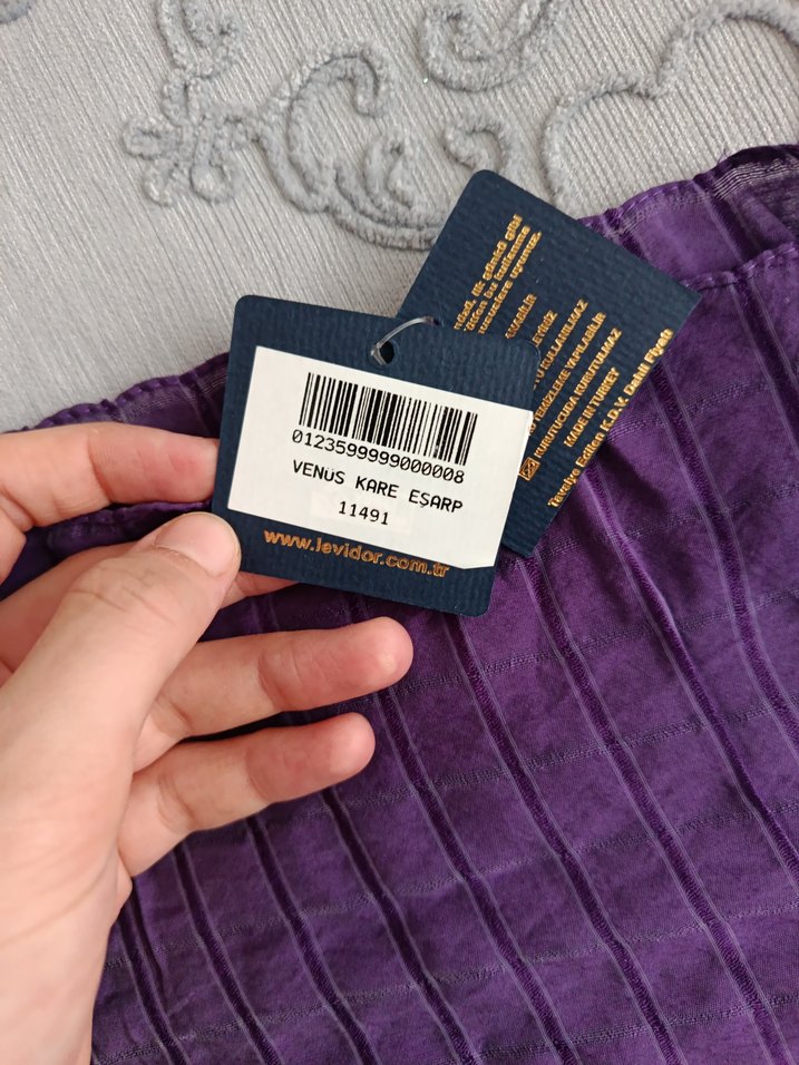 Levi dor Kadın Mor Keten Pilili Şal - Görsel 3