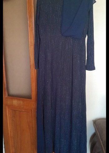Koyu Mavi Drapeli Abiye Elbise - Görsel 2
