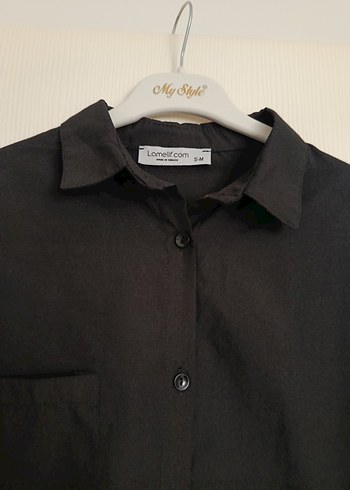 Siyah Kadın Keten Gömlek - Görsel 4