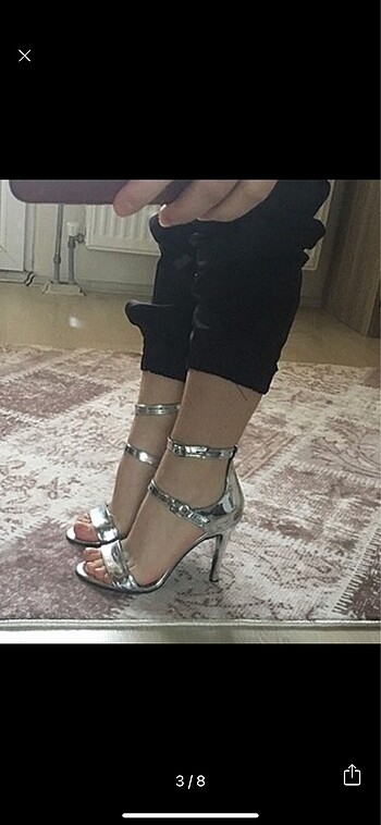 Gümüş topuklu ayakkabı - Görsel 5