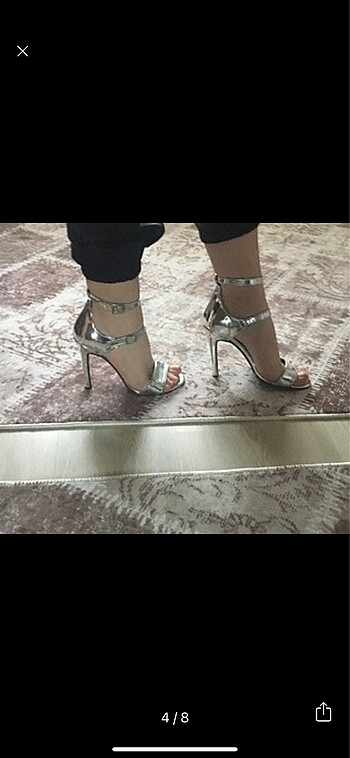 Gümüş topuklu ayakkabı - Görsel 6