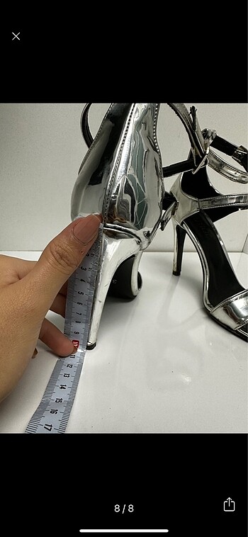 Gümüş topuklu ayakkabı - Görsel 7