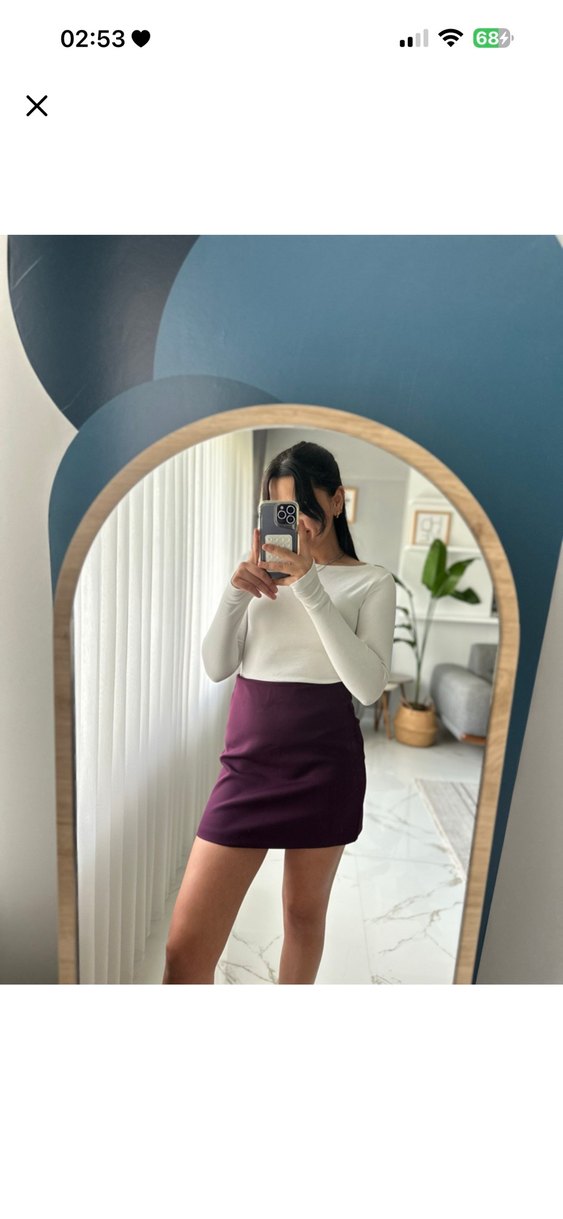 Kadın Mor Mini Etek - Görsel 3