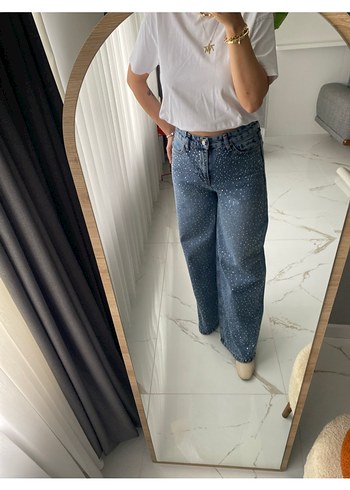 Taşlı Detaylı Bol Kesim Baggy Jean - Görsel 3