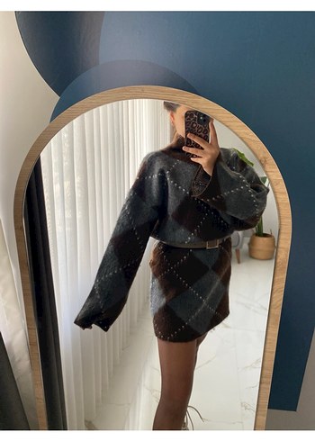 Bohem Gri Kahverengi Triko takım std beden - Görsel 3