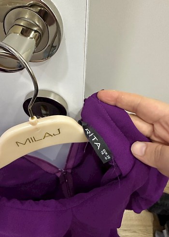 Mor Kadın Uzun Kollu Salaş Elbise - Görsel 5