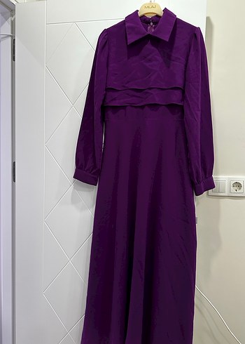 Mor Kadın Uzun Kollu Salaş Elbise - Görsel 3