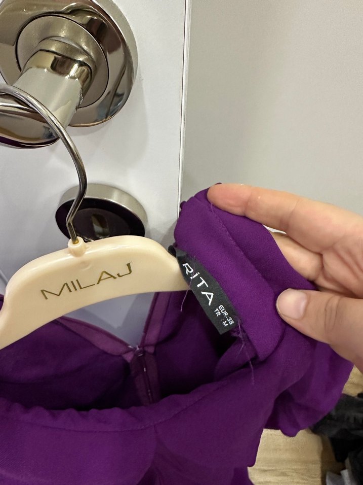 Mor Kadın Uzun Kollu Salaş Elbise - Görsel 5