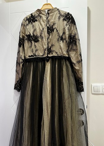 Dantel İşlemeli Uzun Siyah Gotik Elbise - Görsel 4