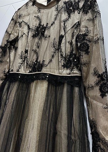 Dantel İşlemeli Uzun Siyah Gotik Elbise - Görsel 3