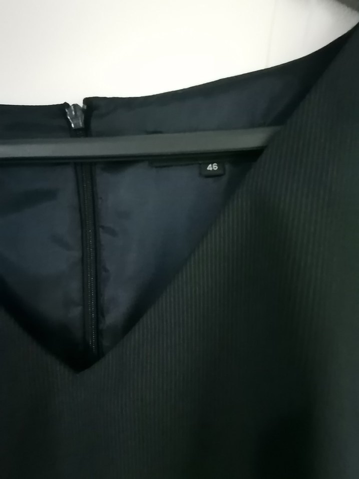 Lacivert V Yakalı Kemerli Midi Elbise - Görsel 4