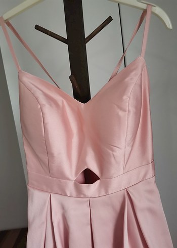 Pudra Renk Drapeli Uzun Abiye Elbise - Görsel 13