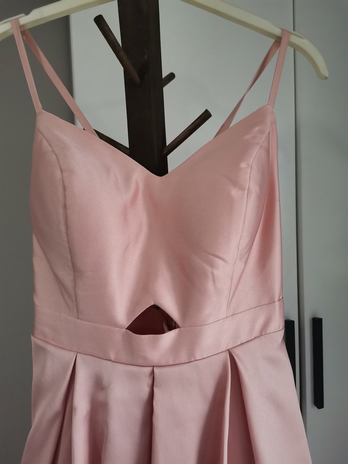 Pudra Renk Drapeli Uzun Abiye Elbise - Görsel 4