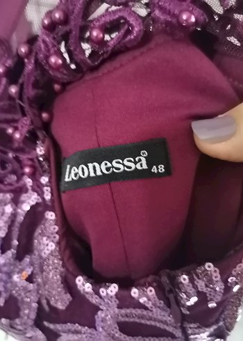 Leonessa Mor Uzun Dantel Detaylı Abiye Elbise - Görsel 4