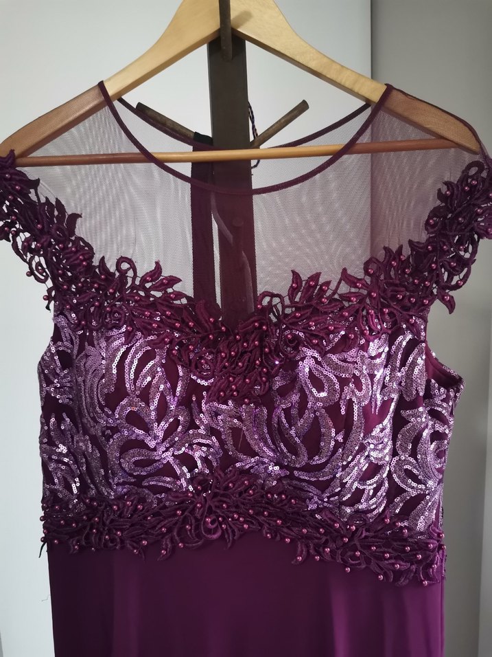 Leonessa Mor Uzun Dantel Detaylı Abiye Elbise - Görsel 3