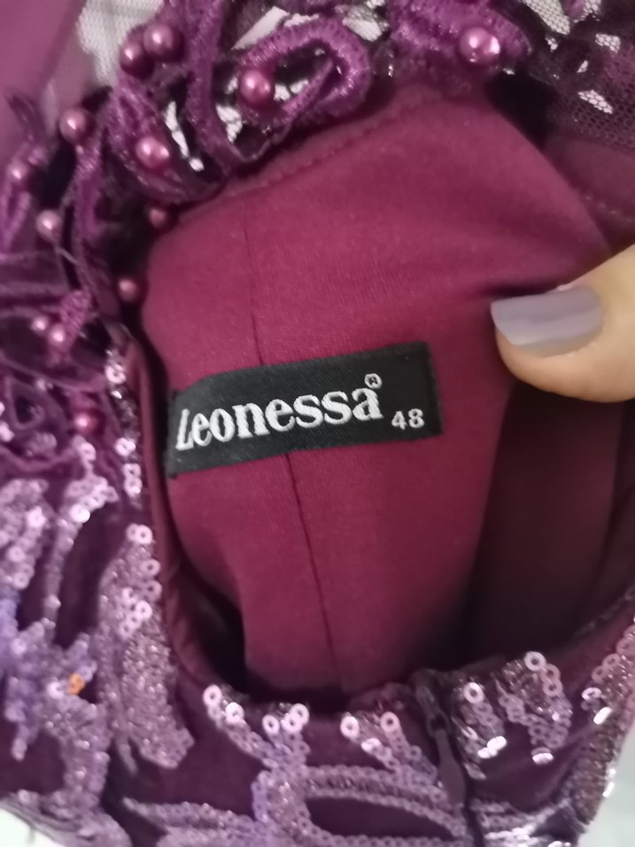 Leonessa Mor Uzun Dantel Detaylı Abiye Elbise - Görsel 4