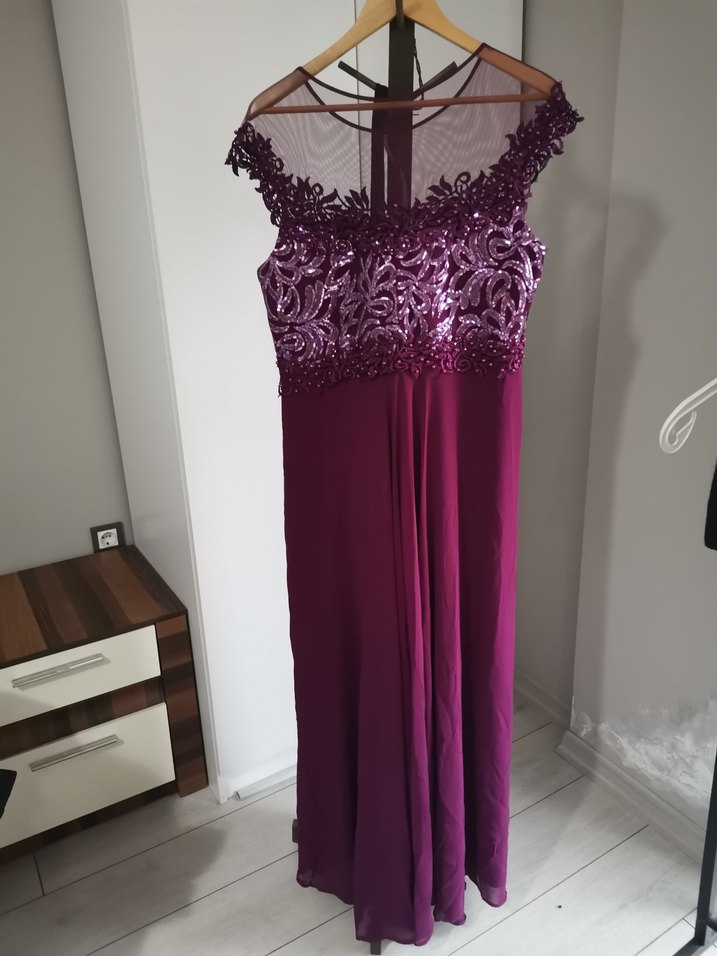 Leonessa Mor Uzun Dantel Detaylı Abiye Elbise - Görsel 2