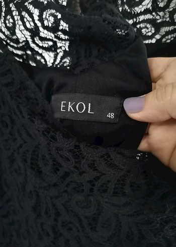 Dantel Siyah Midi Gece Elbisesi - Görsel 5