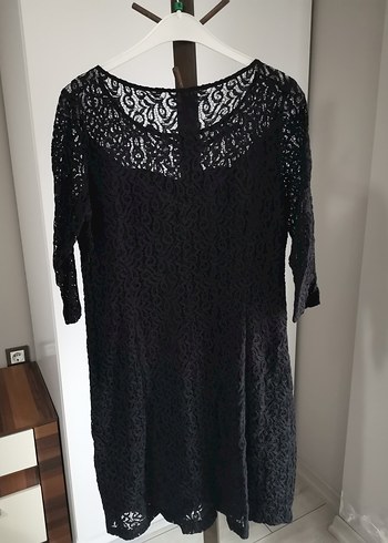 Dantel Siyah Midi Gece Elbisesi - Görsel 2
