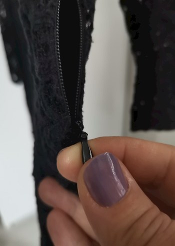 Dantel Siyah Midi Gece Elbisesi - Görsel 4