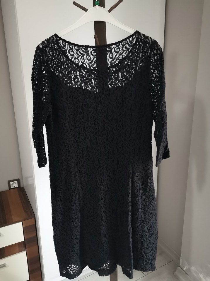 Dantel Siyah Midi Gece Elbisesi - Görsel 2