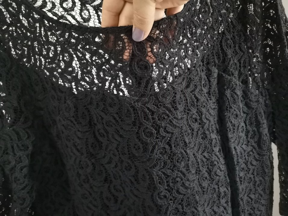 Dantel Siyah Midi Gece Elbisesi - Görsel 3