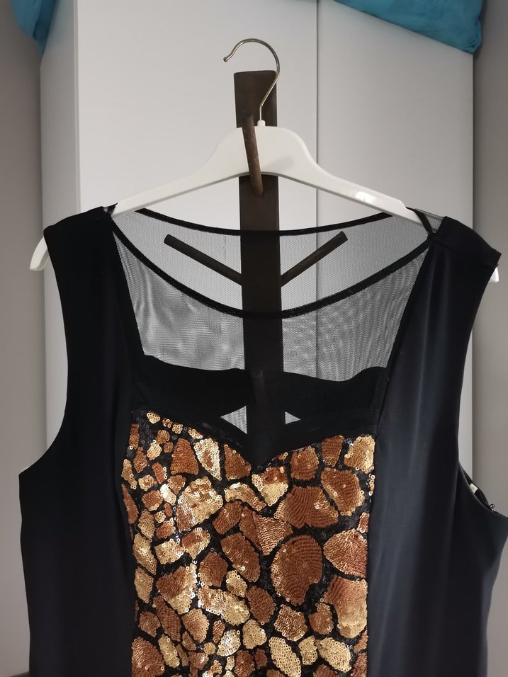 Drapeli Yılan Desenli Uzun Abiye Elbise - Görsel 4