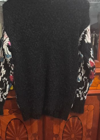 Renkli Desenli Bohem Kadın Triko Kazak - Görsel 2