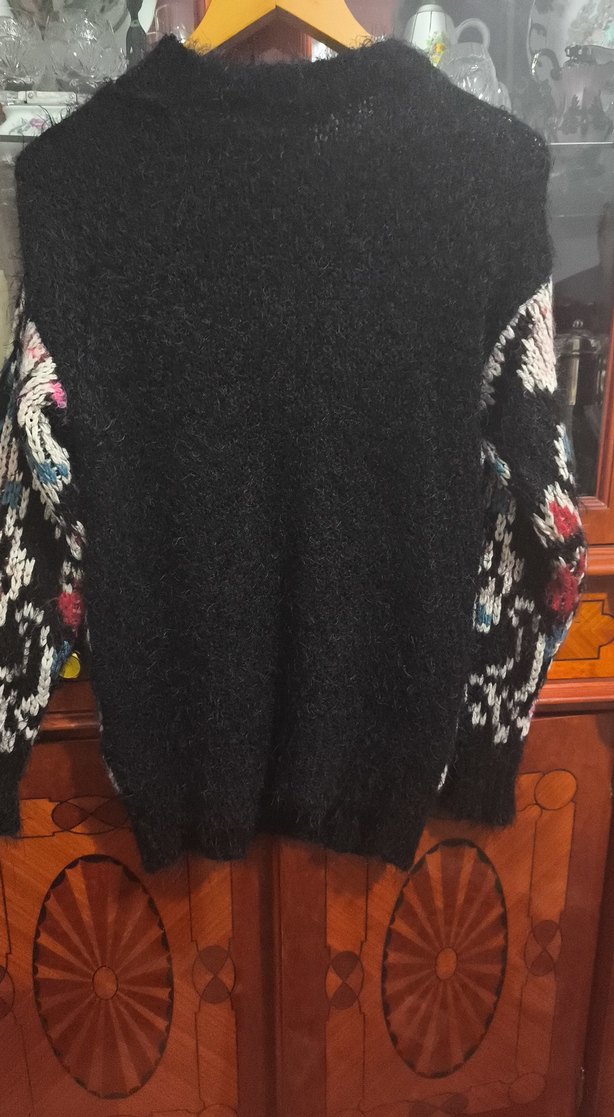 Renkli Desenli Bohem Kadın Triko Kazak - Görsel 2