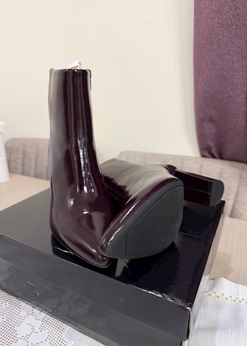Bordo Rugan Kadın Topuklu Bot - Görsel 4