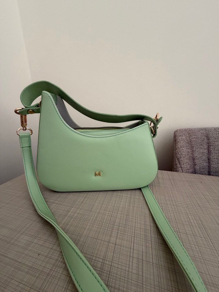 Minimalist Yeşil Deri Kadın Çanta - Görsel 4