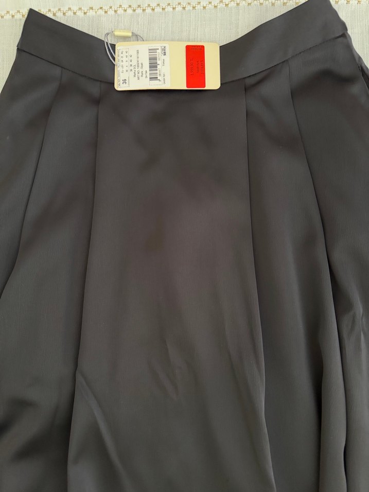 Gri Pilili Midi Kadın Etek - Görsel 4