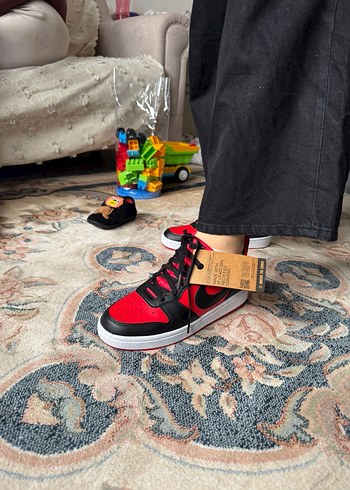 Kırmızı Siyah Bağcıklı Kadın Spor Ayakkabı - Görsel 6