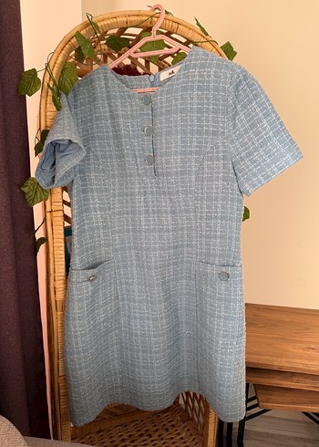 Düğmeli Gri Midi Kadın Triko Elbise - Görsel 4