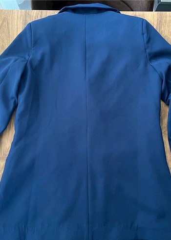 Düğmeli Mavi Kadın Blazer Ceket - Görsel 4