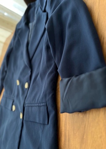Düğmeli Mavi Kadın Blazer Ceket - Görsel 3