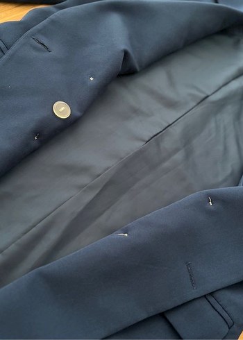 Düğmeli Mavi Kadın Blazer Ceket - Görsel 5
