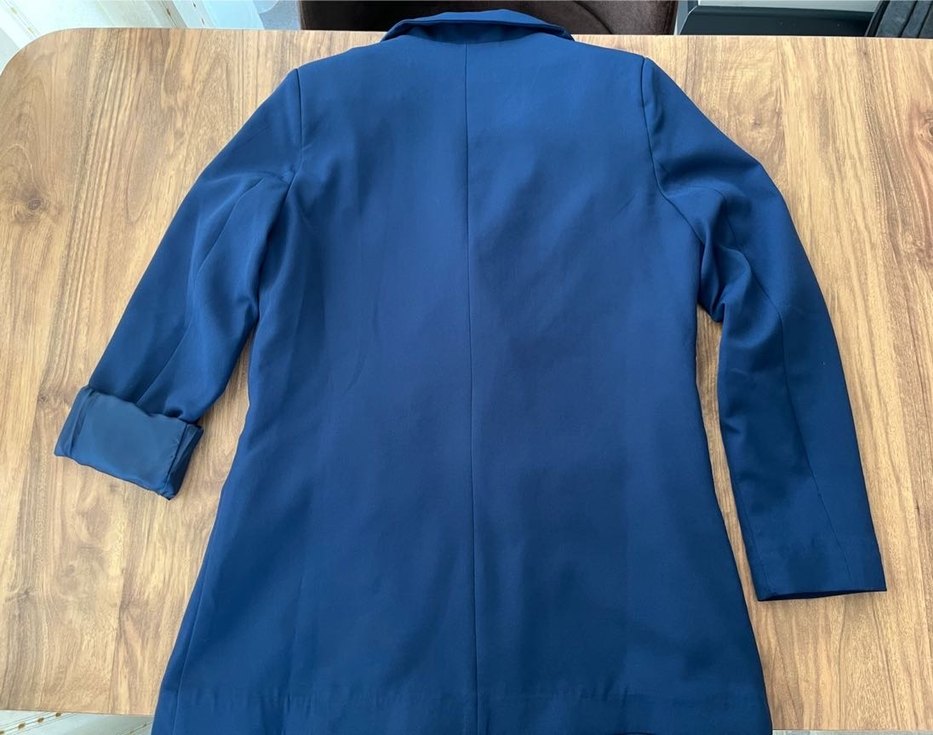 Düğmeli Mavi Kadın Blazer Ceket - Görsel 4