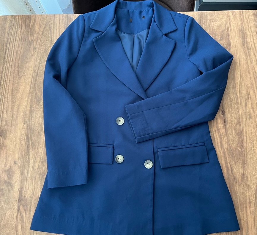 Düğmeli Mavi Kadın Blazer Ceket - Görsel 2