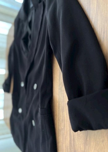Siyah Düğmeli Kadın Blazer Ceket - Görsel 3