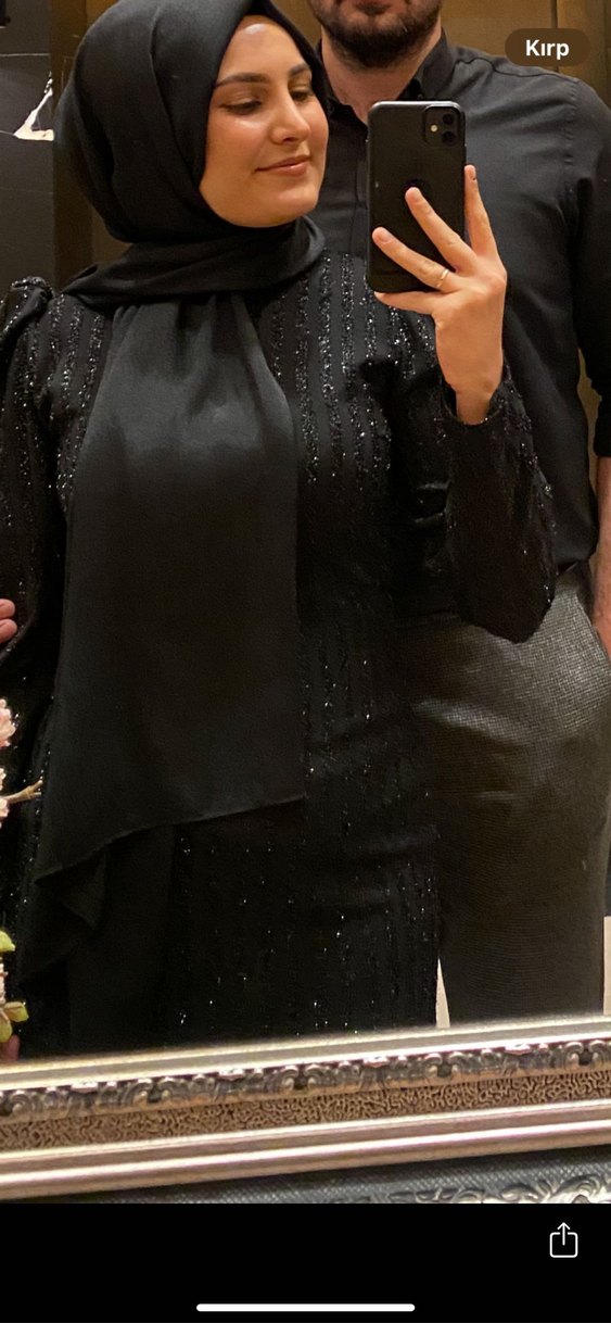 Uzun Siyah Drapeli Elbise - Görsel 3