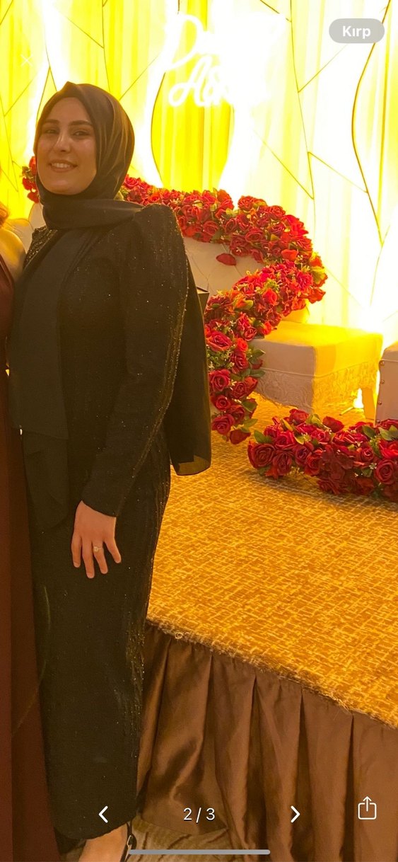 Uzun Siyah Drapeli Elbise - Görsel 2