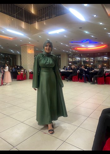 Kadın Haki Uzun Drapeli Elbise - Görsel 2