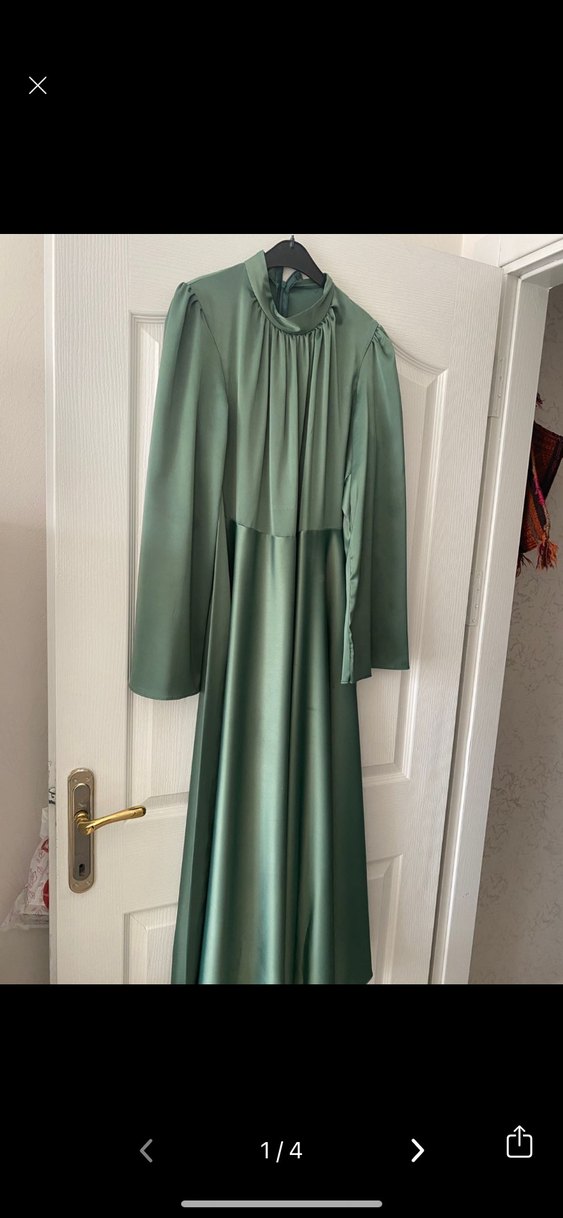 Kadın Haki Uzun Drapeli Elbise - Görsel 3