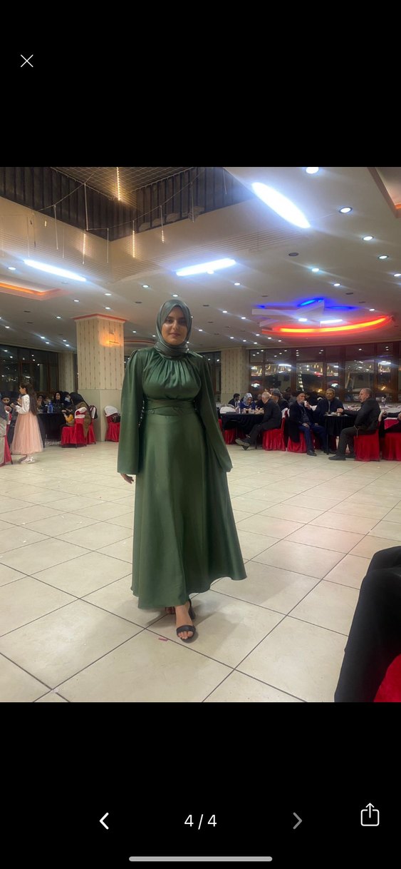 Kadın Haki Uzun Drapeli Elbise - Görsel 2