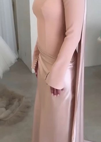 Pembe Uzun Kollu Abiye Elbise - Görsel 3