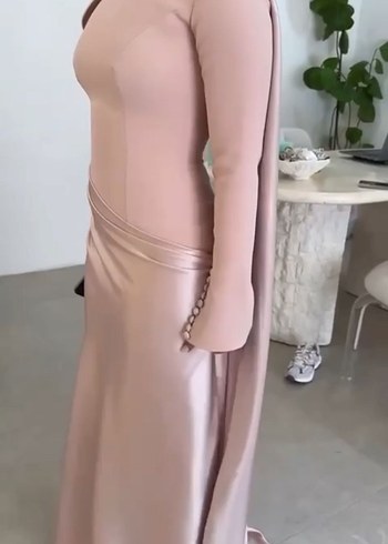 Pembe Uzun Kollu Abiye Elbise - Görsel 6