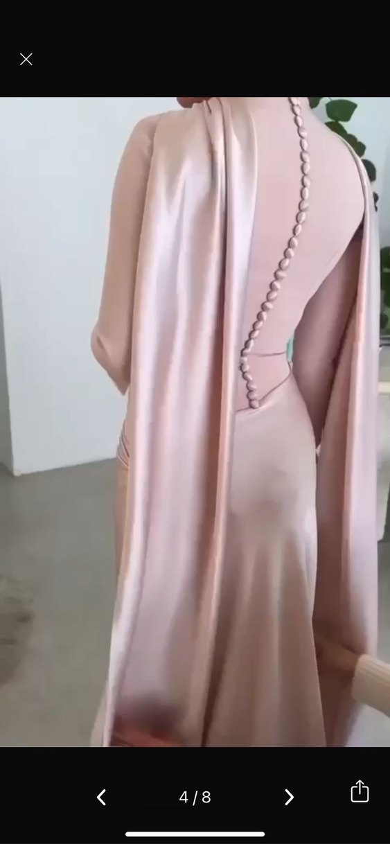 Pembe Uzun Kollu Abiye Elbise - Görsel 4